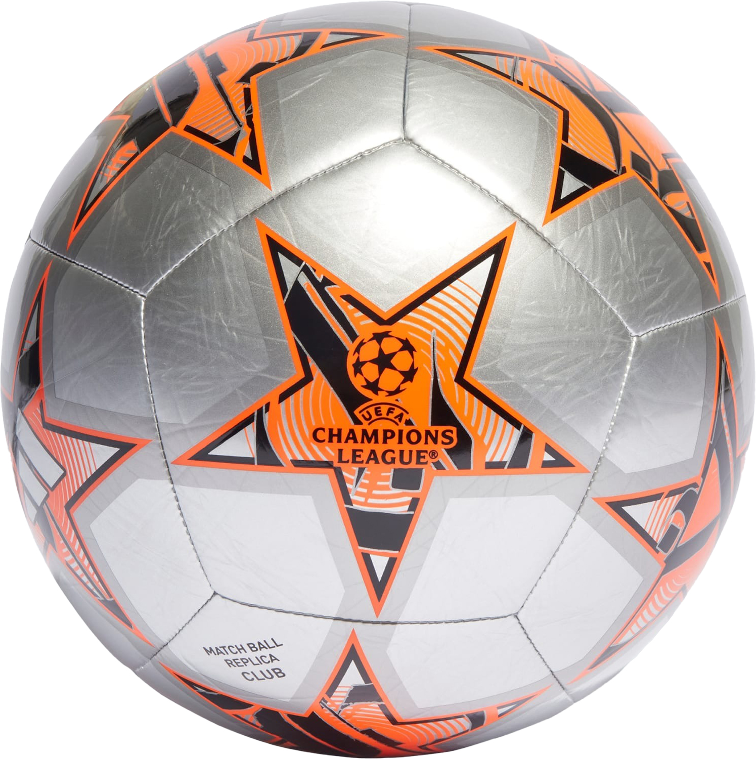 UCL Club 23/24 Group Stage Ball Silver Metallic/Black/Solar Orange