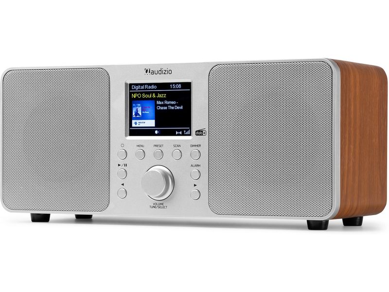 Audizio DAB  Radio Genua Silber DAB  Radio mit Stereo Lautsprecher und Bluetooth