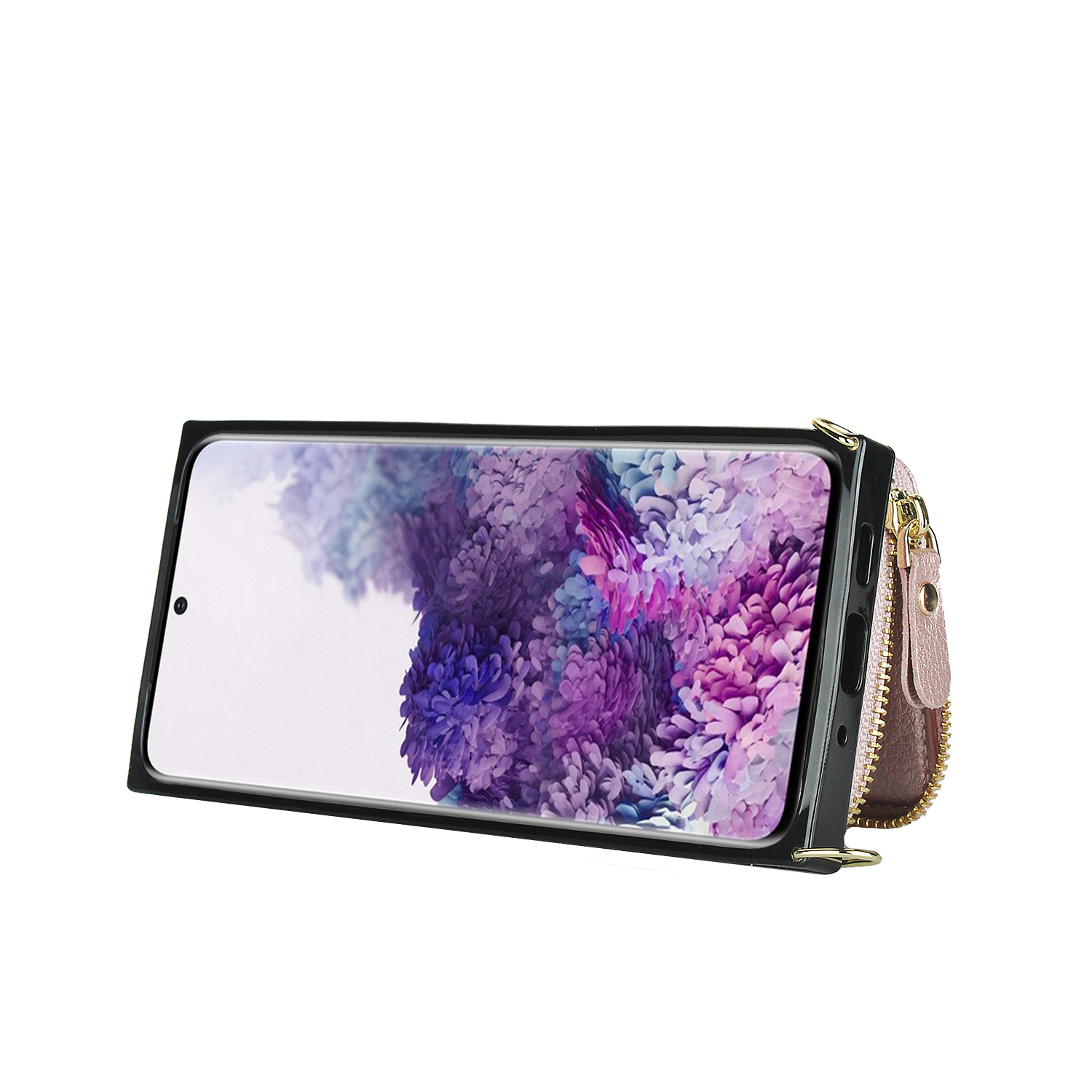 Samsung Galaxy S20 / S20 5G Necklace Leder Schutz Hülle mit Kartenfächer   Handykette (140cm) - Roségold