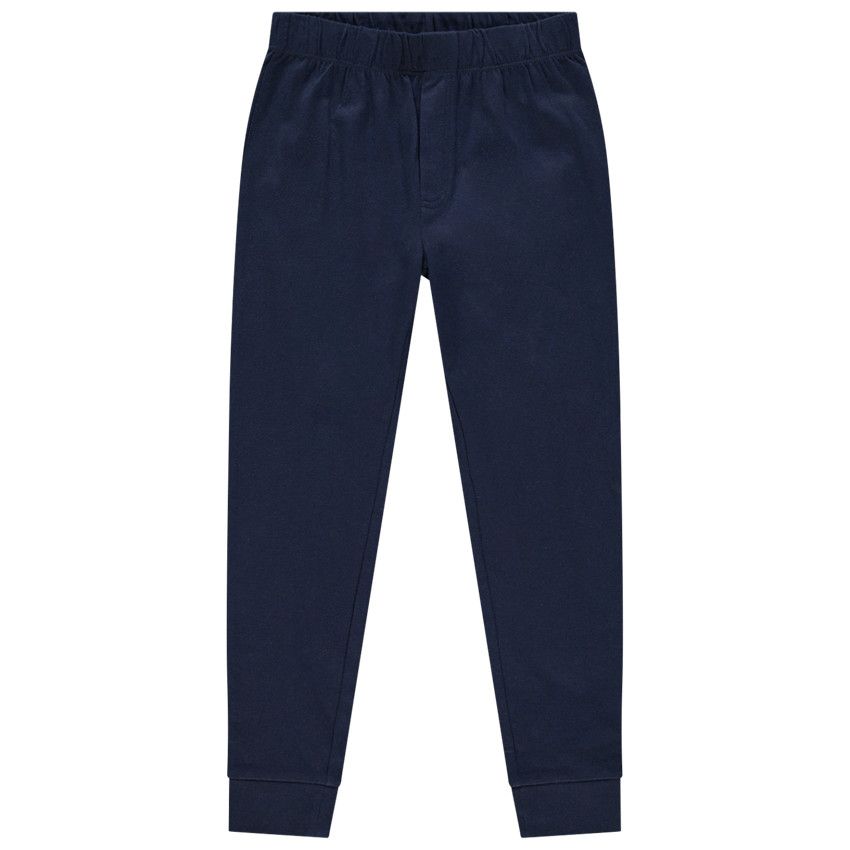 Pyjama en coton bio à rayures et texte - Bleu marine