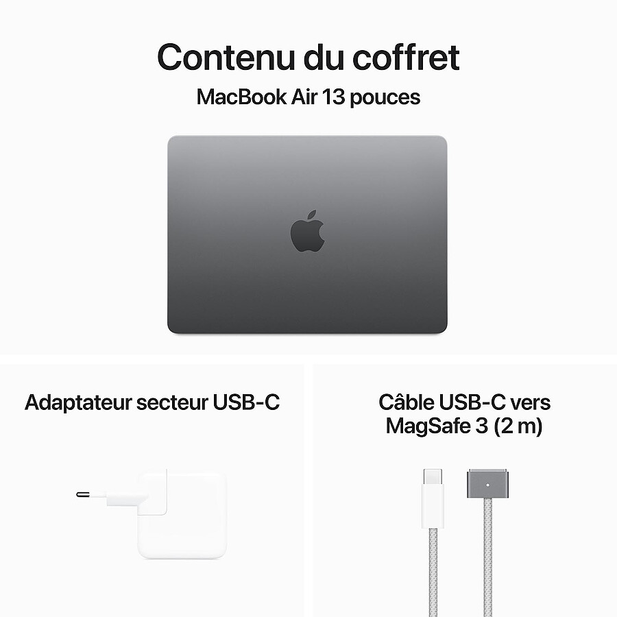 Apple MacBook Air M3 13 pouces (2024) Gris sidéral 24 Go/512 To (MC8M4FN/A)