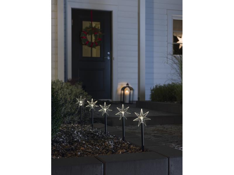 Konstsmide LED-Stern 24 cm, 5er Set Sterne mit Erdspiess