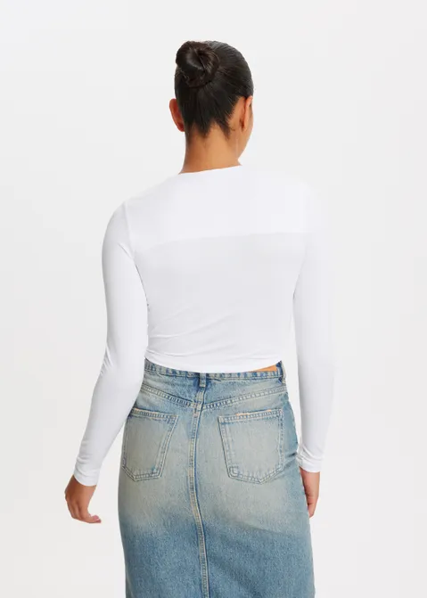 T-shirt cropped clean wit (WIT)