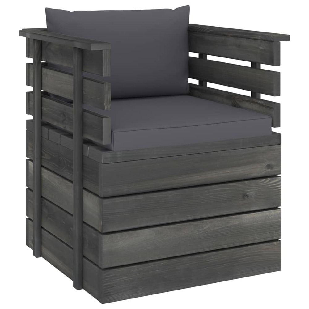 Salon de jardin palette meuble d'extérieur ensemble de mobilier 7 pièces avec coussins bois de pin massif