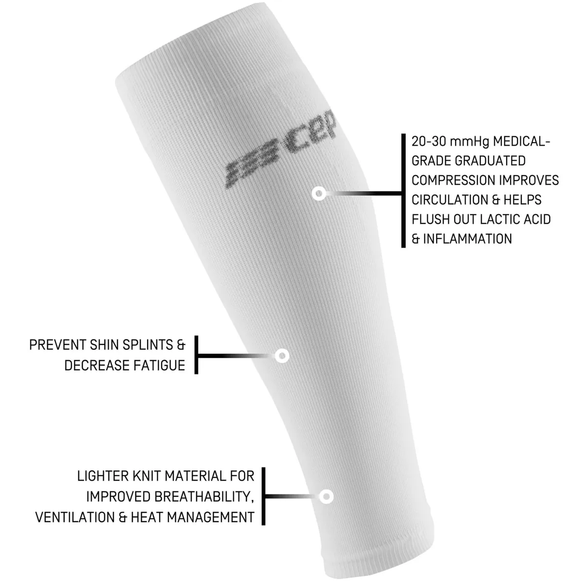CEP Cep Ultralight Sleeves, Calf, V3, Men White