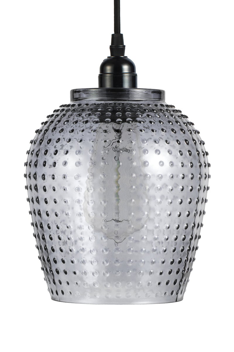 Design glazen hanglamp, vintage look, grijs, 27 cm | Woonkamer/eetkamerlamp