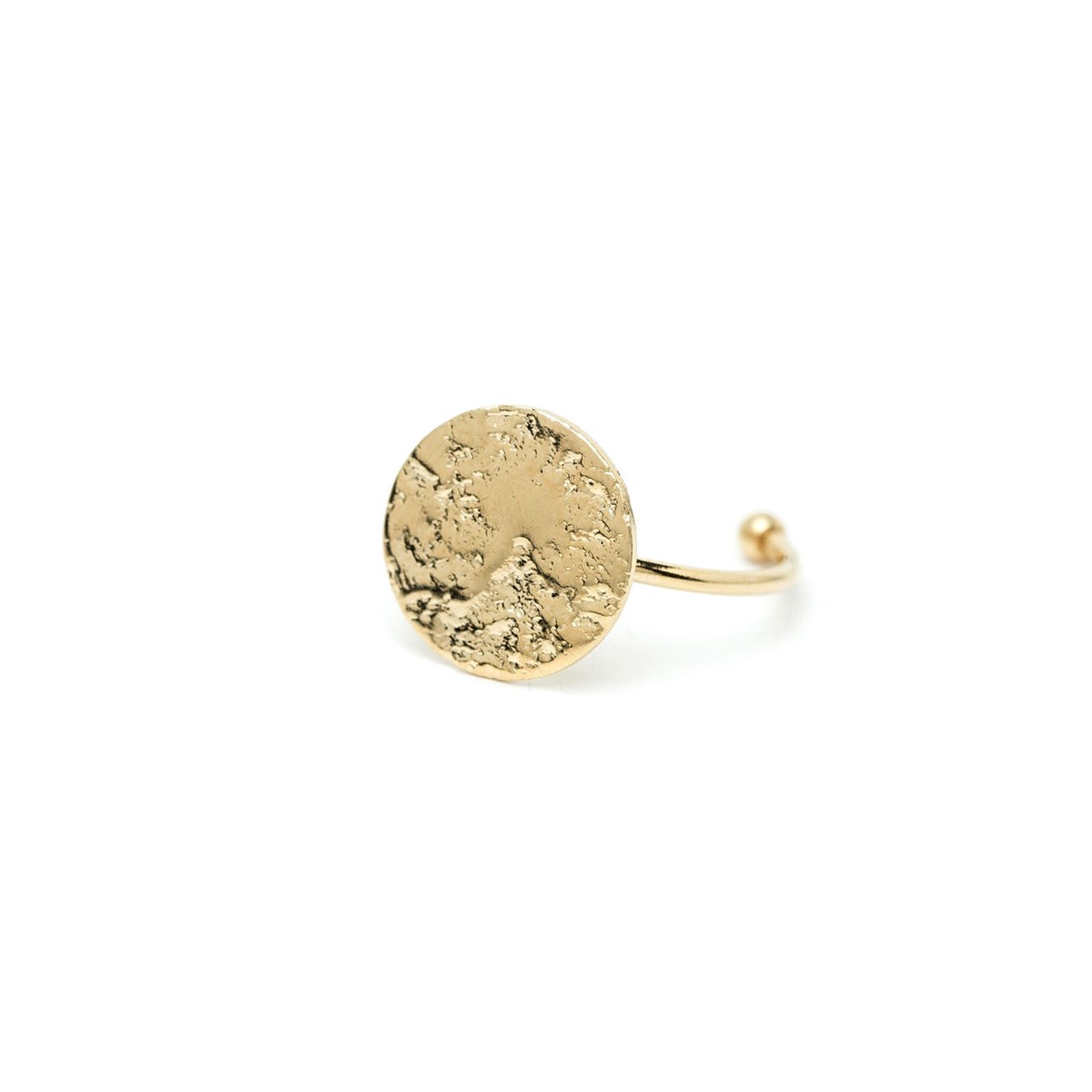 bague rond martelé doré à l'or fin - HESTIA