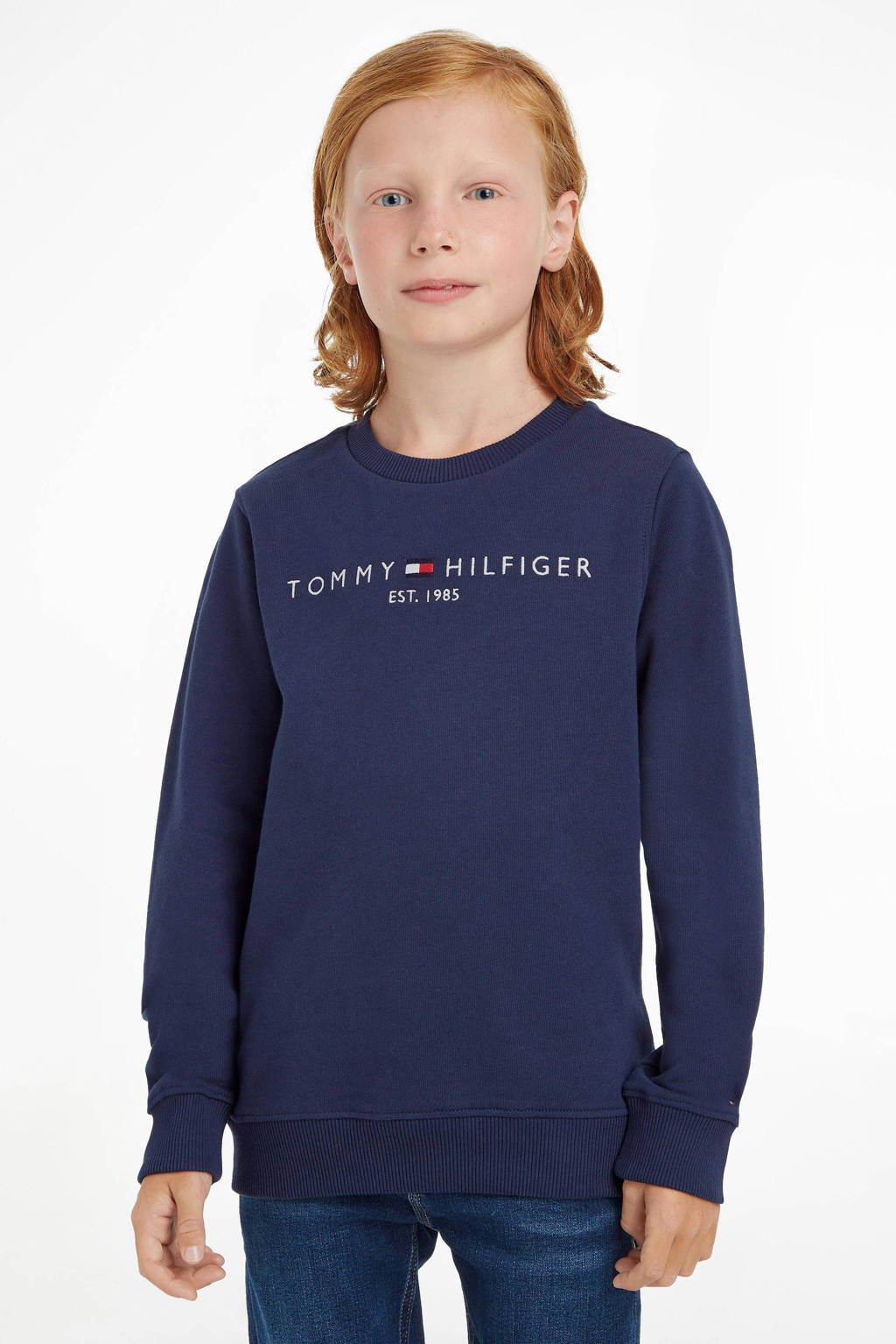 Tommy Hilfiger unisex sweater met logo donkerblauw