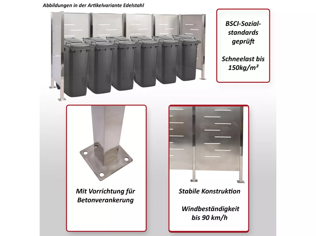 Clôture pour poubelles MCW-J55, inox