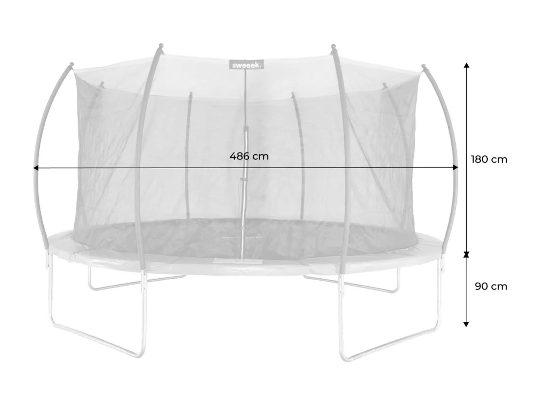 Trampoline rond Ø 490cm gris avec filet de protection intérieur - Jupiter Inner – Nouveau modèle - trampoline de jardin 4.90m 490 cm |Design | Qualité PRO | Normes EU