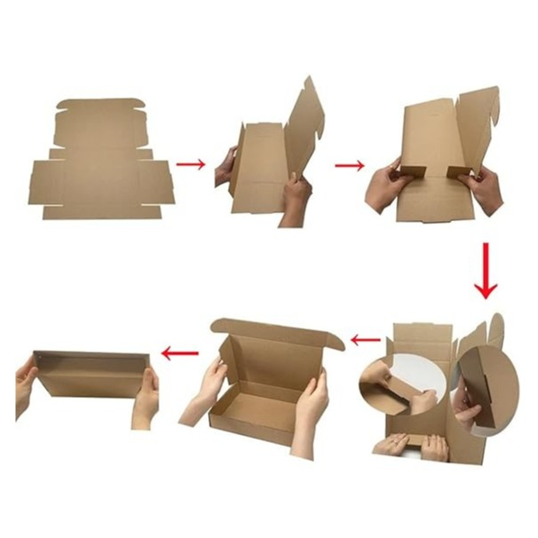 (10er Set) 30x22.5cm Kraftpapier Versand Karton Schachtel Faltbare DIY Geschenk Box Verpackung - Braun