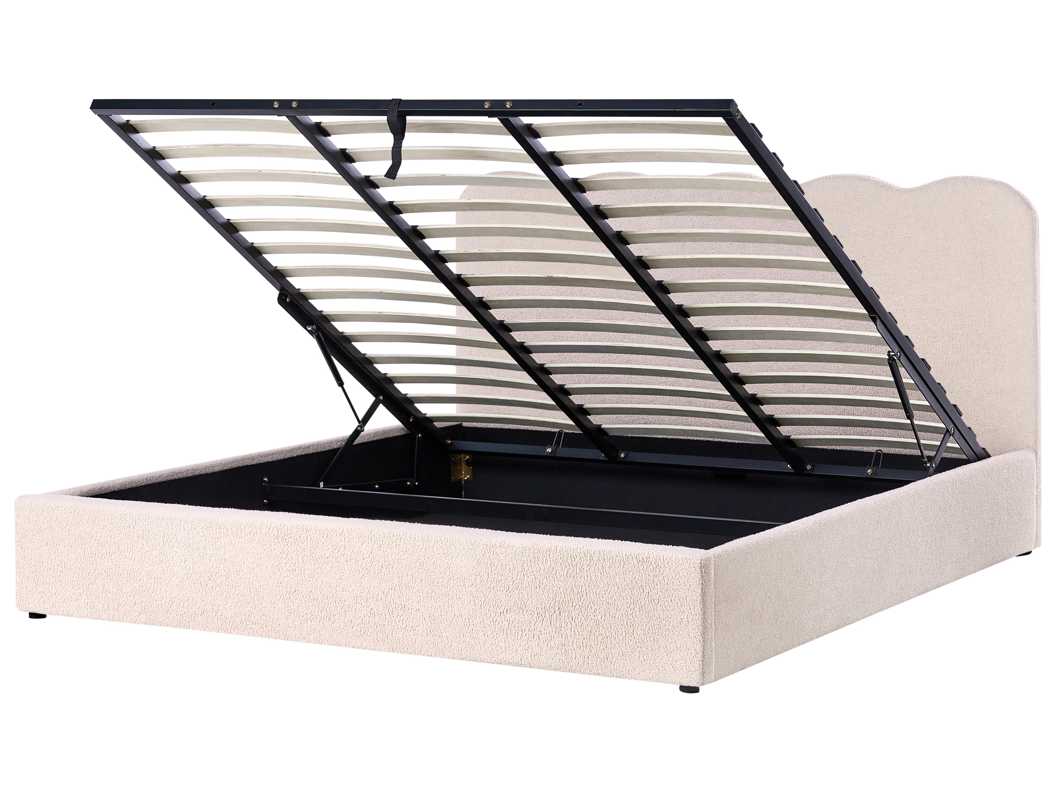 Bed met opbergruimte Bouclé NANTERRE 180 x 200 cm Beige