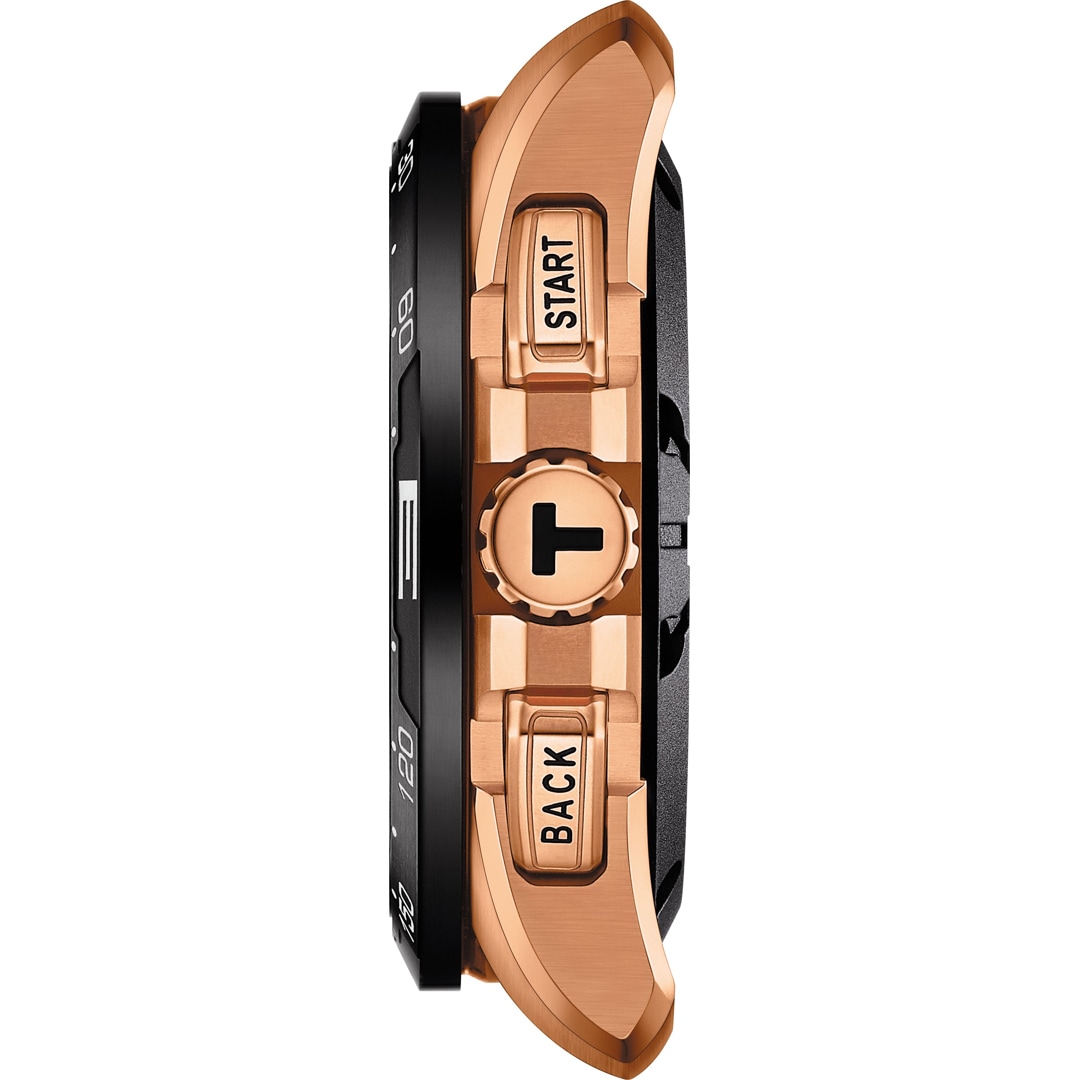 Tissot T-Touch Connect Solar Smartwatch Titan PVD Rosé mit schwarzem Kautschukarmband