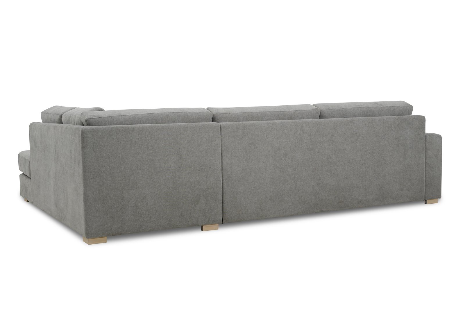 Modern Living hjørnesofa 3-seter med åpen ende høyre fast. I tekstil Storm 3/3 Warm Grey, Arm A og ben 1. Faste puter og skum kvalitet
