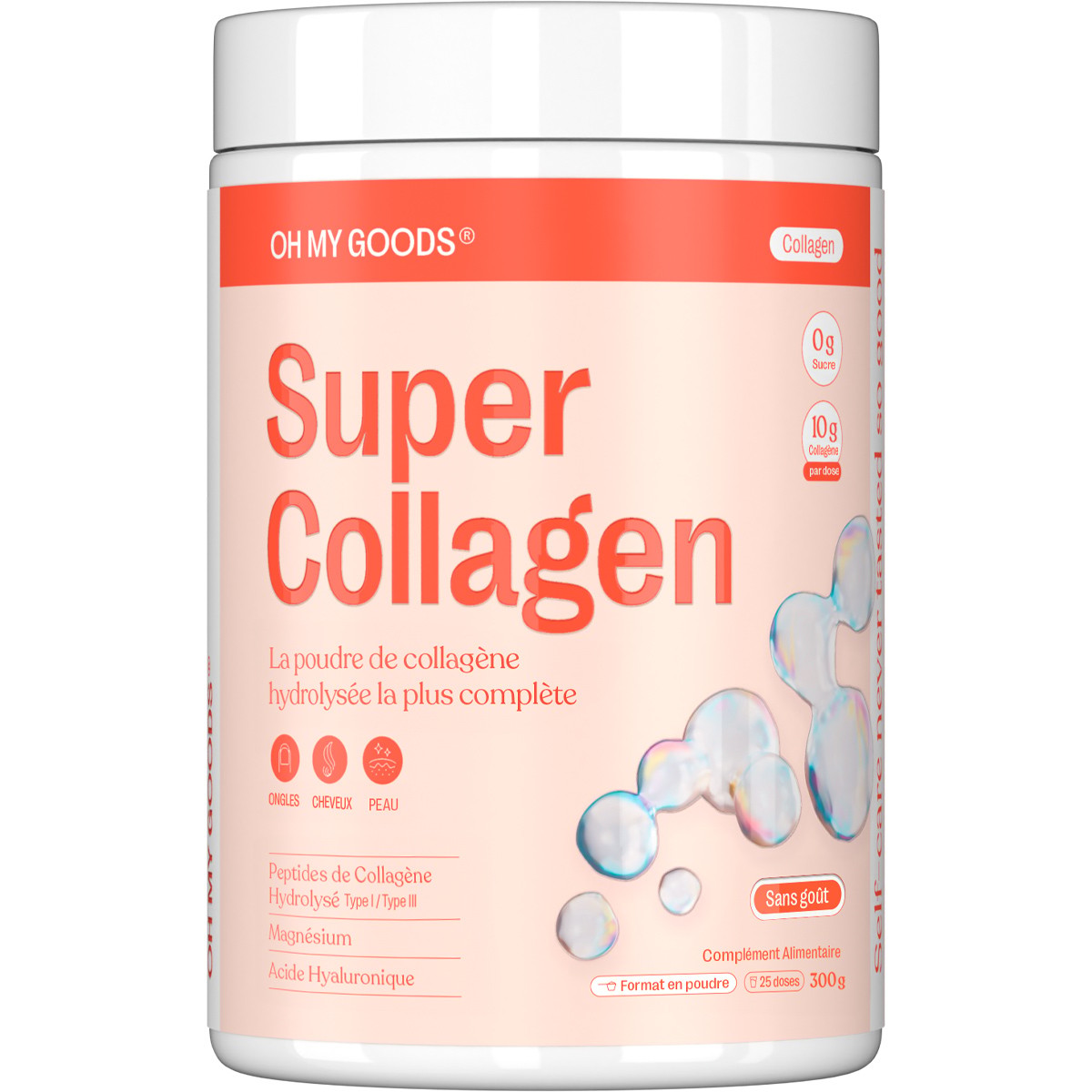Poudre de collagène hydrolysée - Super Collagen - Goût neutre - 300 g