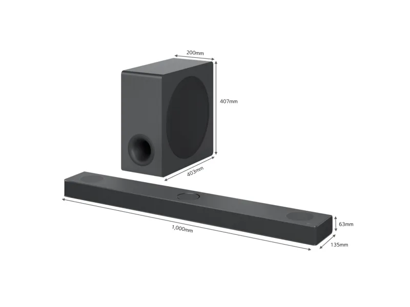 [OUTLET] - LG S80QY - Lydbarsystem - til hjemmebiograf - 3.1.3-kanal - trådløs - Wi-Fi, Bluetooth - App-kontrolleret - USB - 480 Watt (Total)