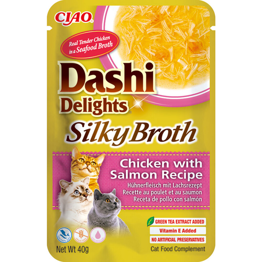 12x Ciao Dashi Delights Silky Broth Kattenvoer Nat Chicken & Salmon40 gr