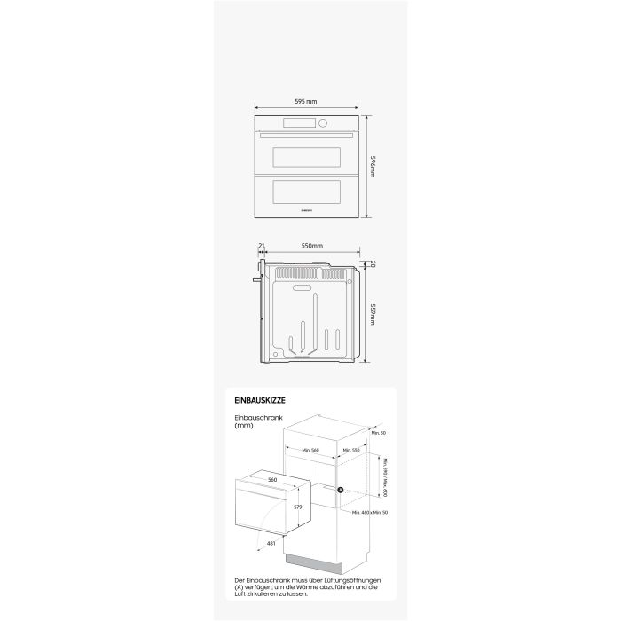 Samsung Einbau-Backofen Bespoke NV7B6675CDN/U1 Clean Navy