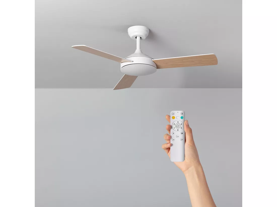 Ventilateur Exterieur Silencieux Navy 107cm Moteur DC Bois clair Télécommande Sans lumière