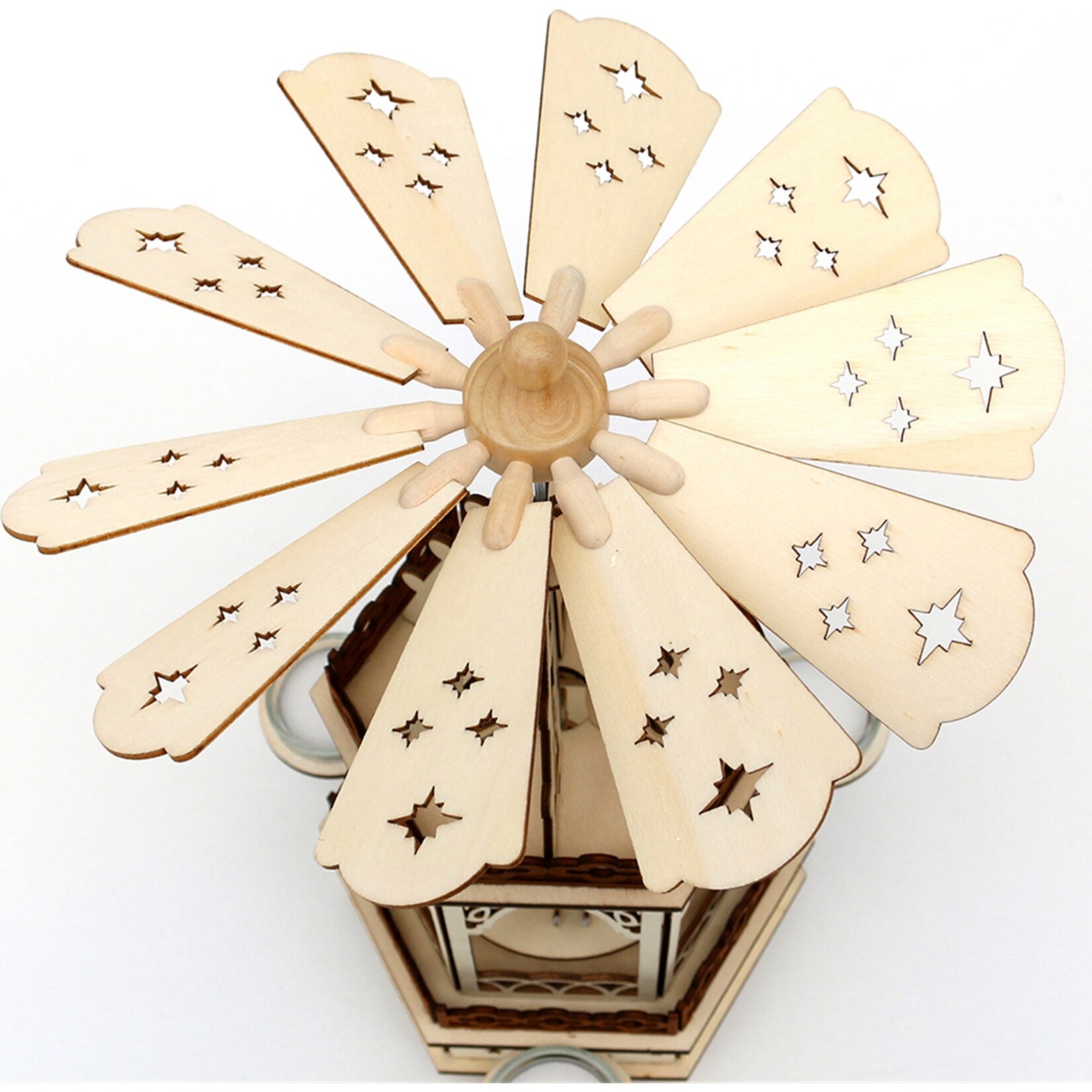 SIGRO Holz Teelichtpyramide, 3 Etagen Bergleute