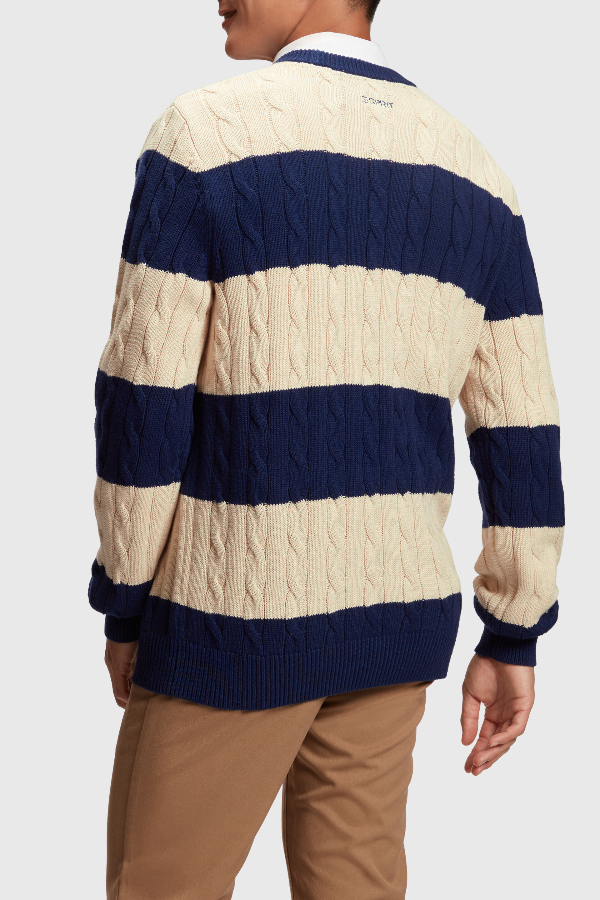 Pull-over rayé en maille torsadée