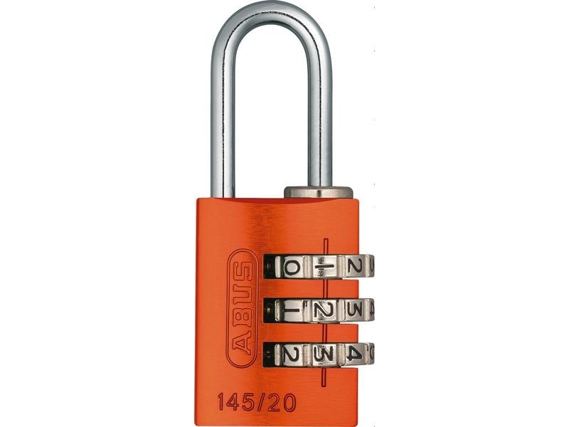 Abus Zahlenschloss 145/20 Lock-Tag Orange Aluminium Vorhangschloss mit einstellbarem Zahlencode