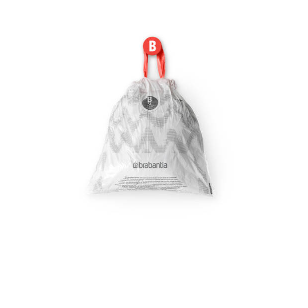 Brabantia PerfectFit afvalzak met trekbandsluiting code B. 5 liter, 20 stuks/rol - White