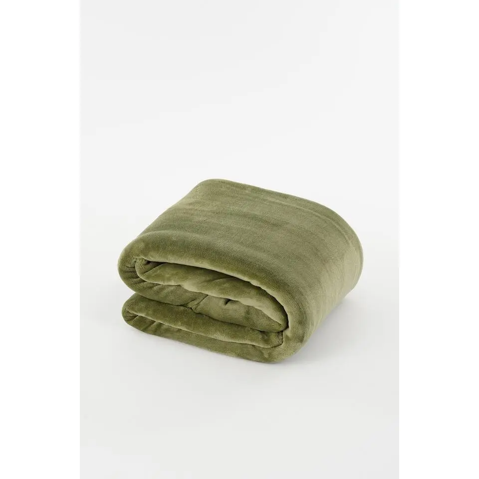 Mica Decorations Bronte Fleece Plaid - L200 x B150 cm - Lichtgroen