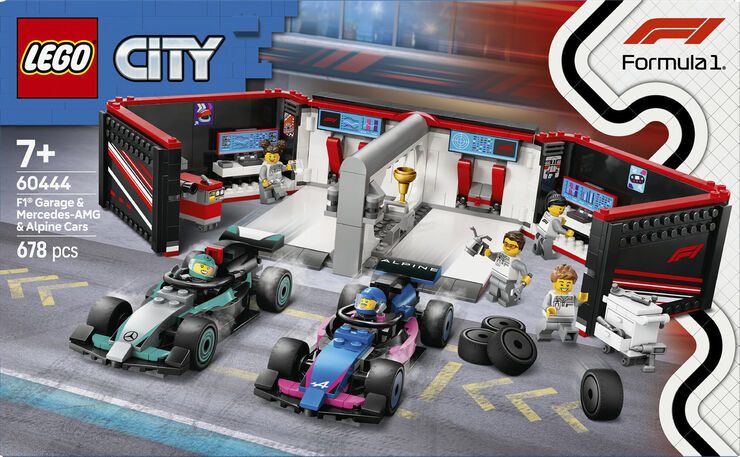 Lego F1-garage - Mercedes-AMG og Alpine-biler
