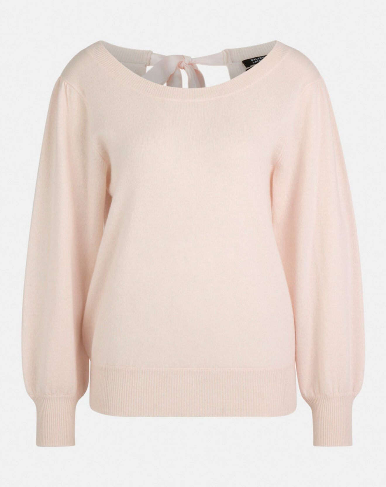 Galeries Lafayette Pull 100% Cachemire Yoshi noeud au dos col bateau rose clair
