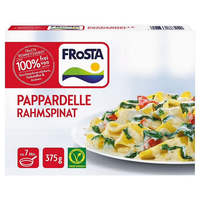 FROSTA Fertiggericht 375 g, Pappardelle-Rahmspinat