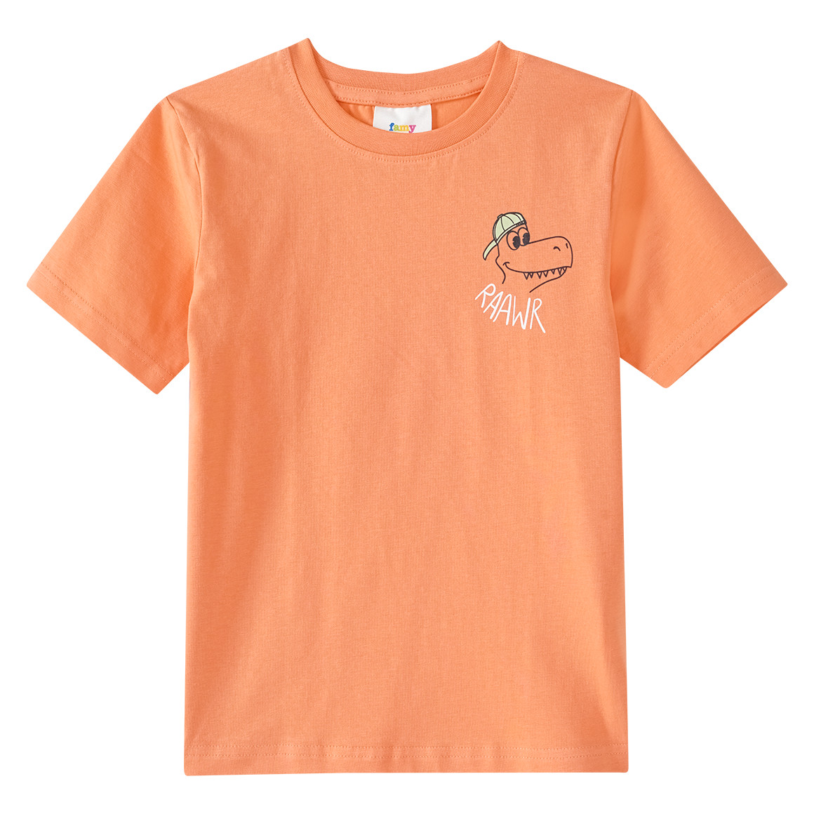 Famy 3 Jungen T-Shirts mit Dino-Prints dunkeltürkis / orange / beige