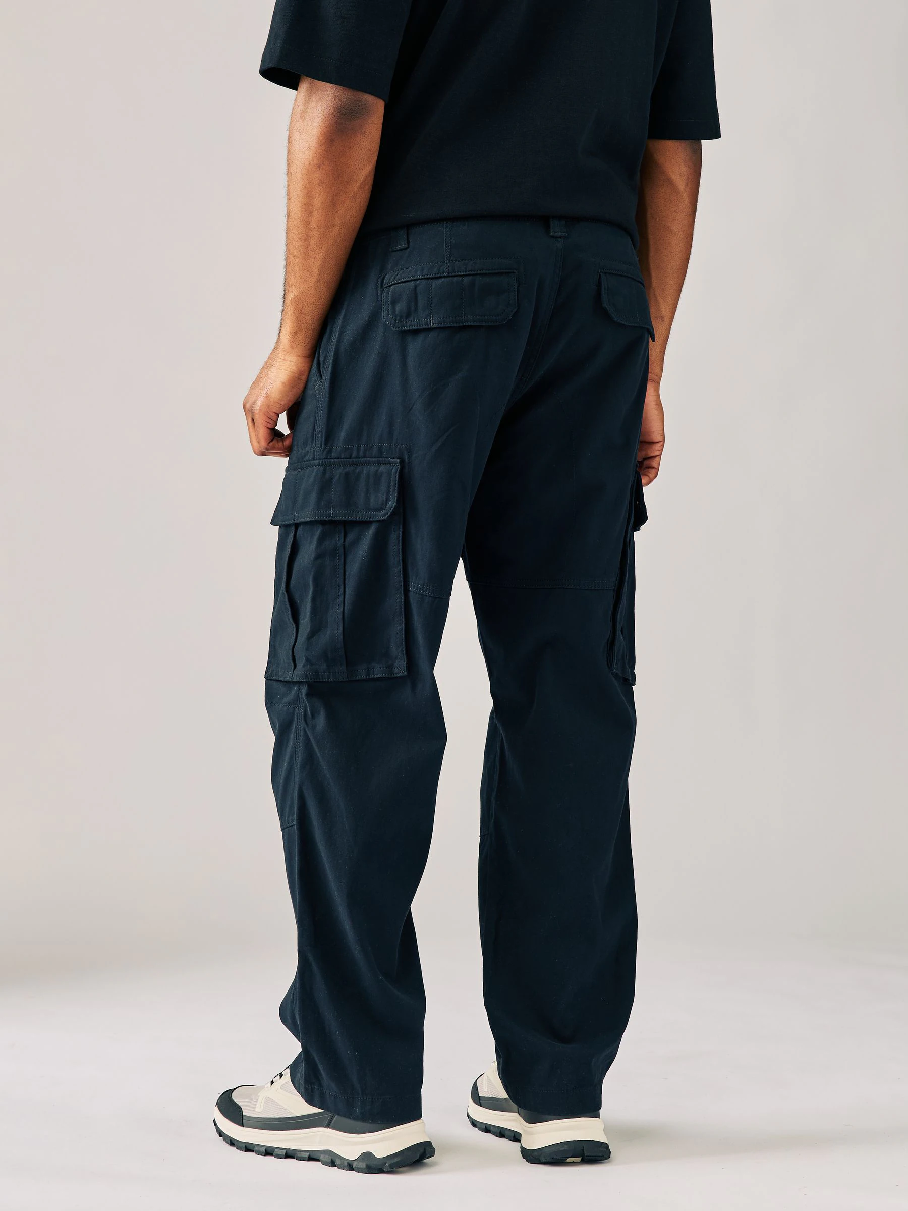 Zwart - Relaxed fit - Katoenen cargostretchbroek