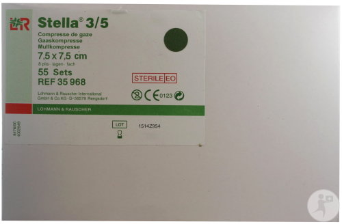 Lohmann & Rauscher Stella 3/5 Compresse De Gaze Stérile 8 Plis 7,5x7,5cm 55 Pièces (35968)