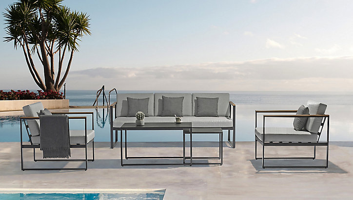 Salon de jardin bas Lucca aluminium anthracite DCB Garden 5 personnes