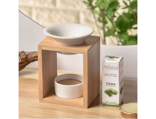 ZEN AROME - Diffuseur d'huiles essentielles Brûle parfum en bambou et céramique naturéa arina