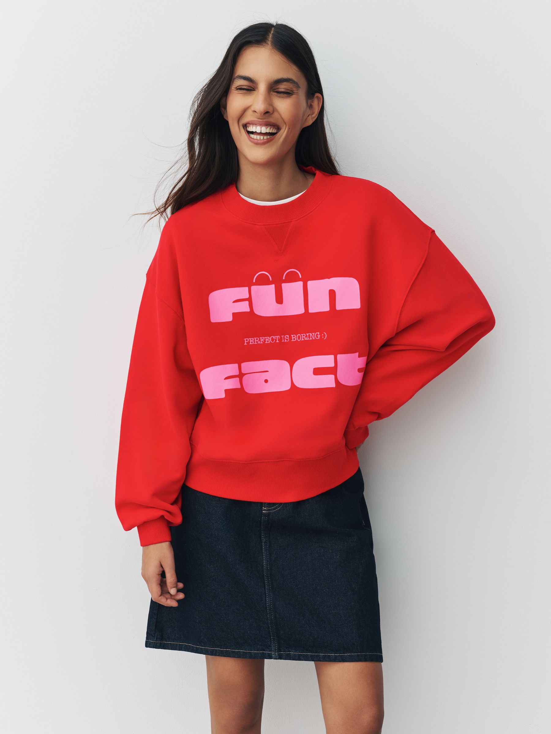 Rood - Graphics 'Fun Fact' Conversational Long Sleeve Crew Neck Sweatshirt