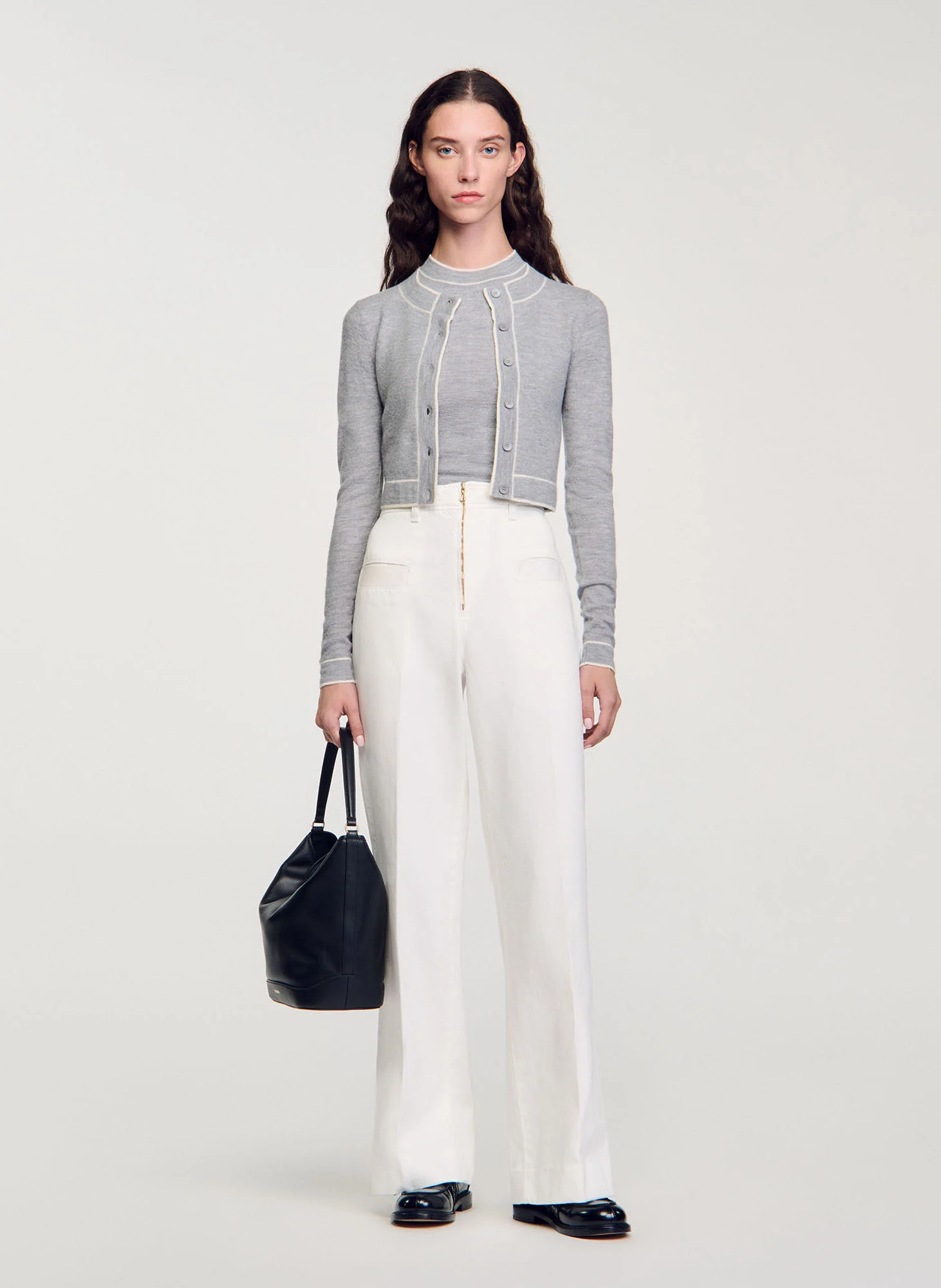 Gilet col rond en laine | Gris