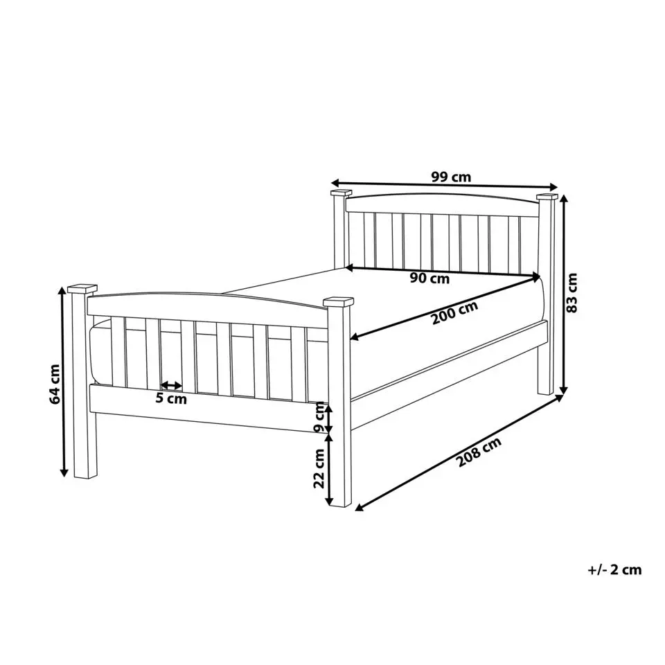 GIVERNY - Bed - Lichthout - 90 x 200 cm - Dennenhout