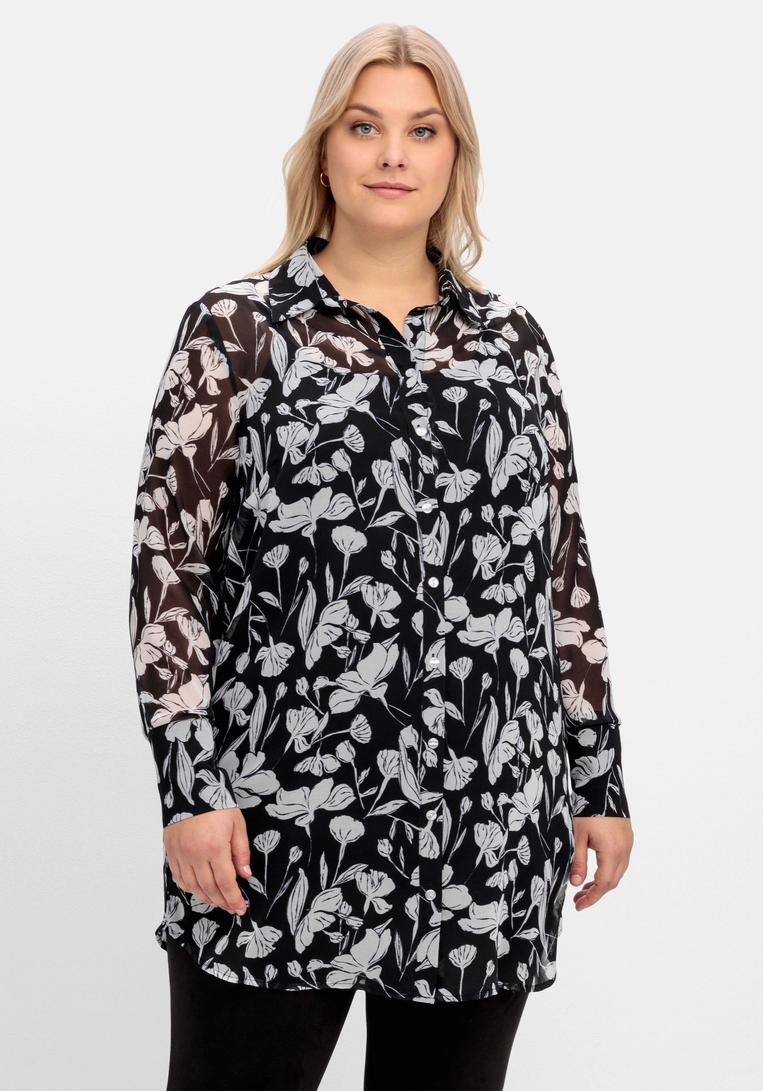 Floral bedruckte Chiffonbluse mit Unterziehtop