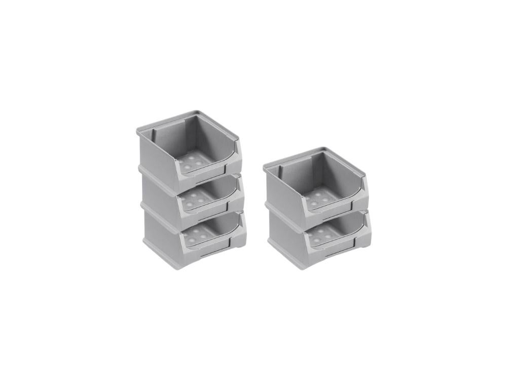 PROREGAL Value Pack 5x Grijze Opbergdoos 1,0 HxBxD 6 x 10 x 10 cm 0,4 Liter Opbergcontainer