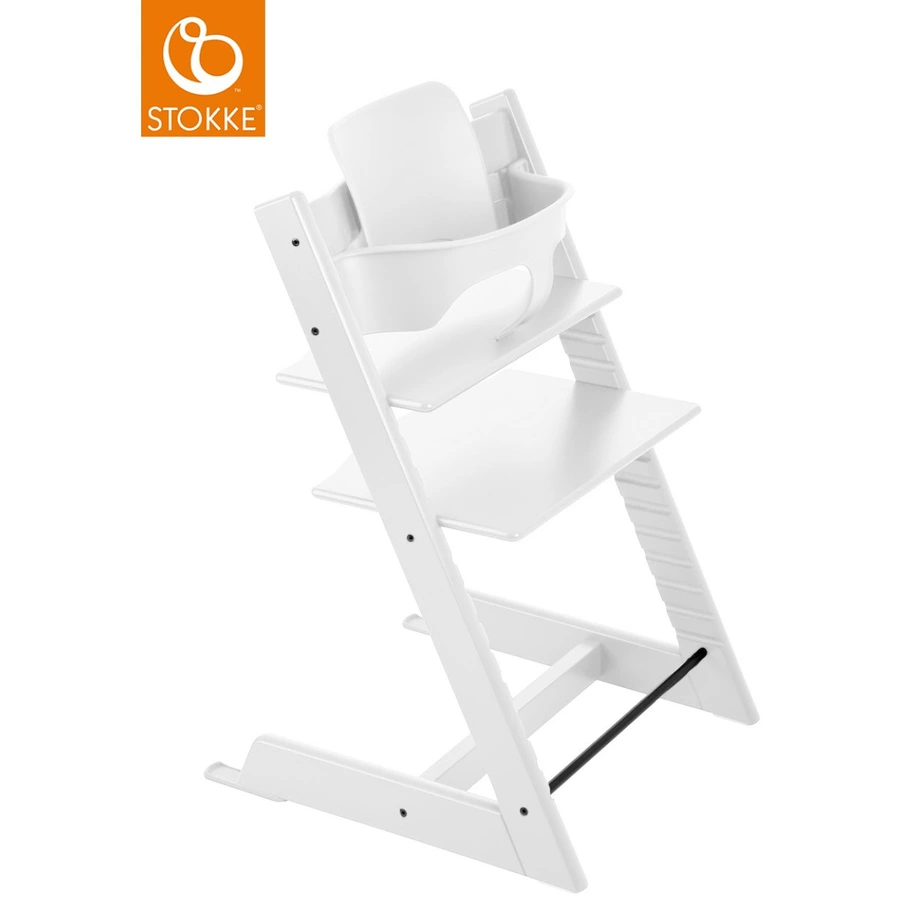 STOKKE® Tripp Trapp® Hochstuhl Buche weiß + gratis Baby Set weiß