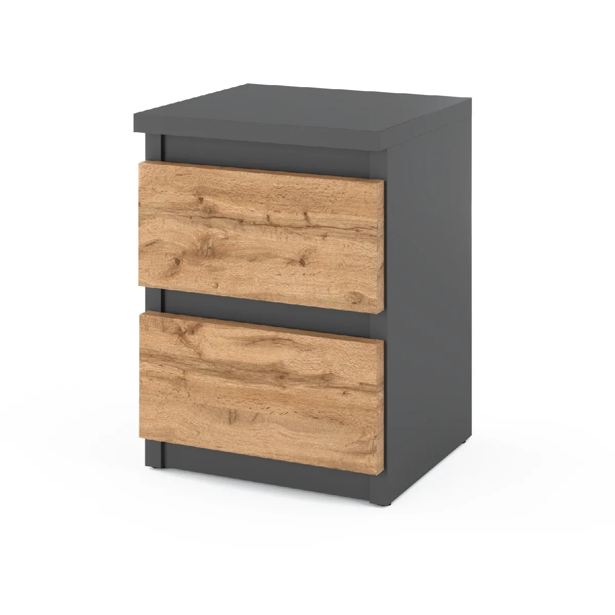 Table de chevet - Gris/Wotan - 2 tiroirs