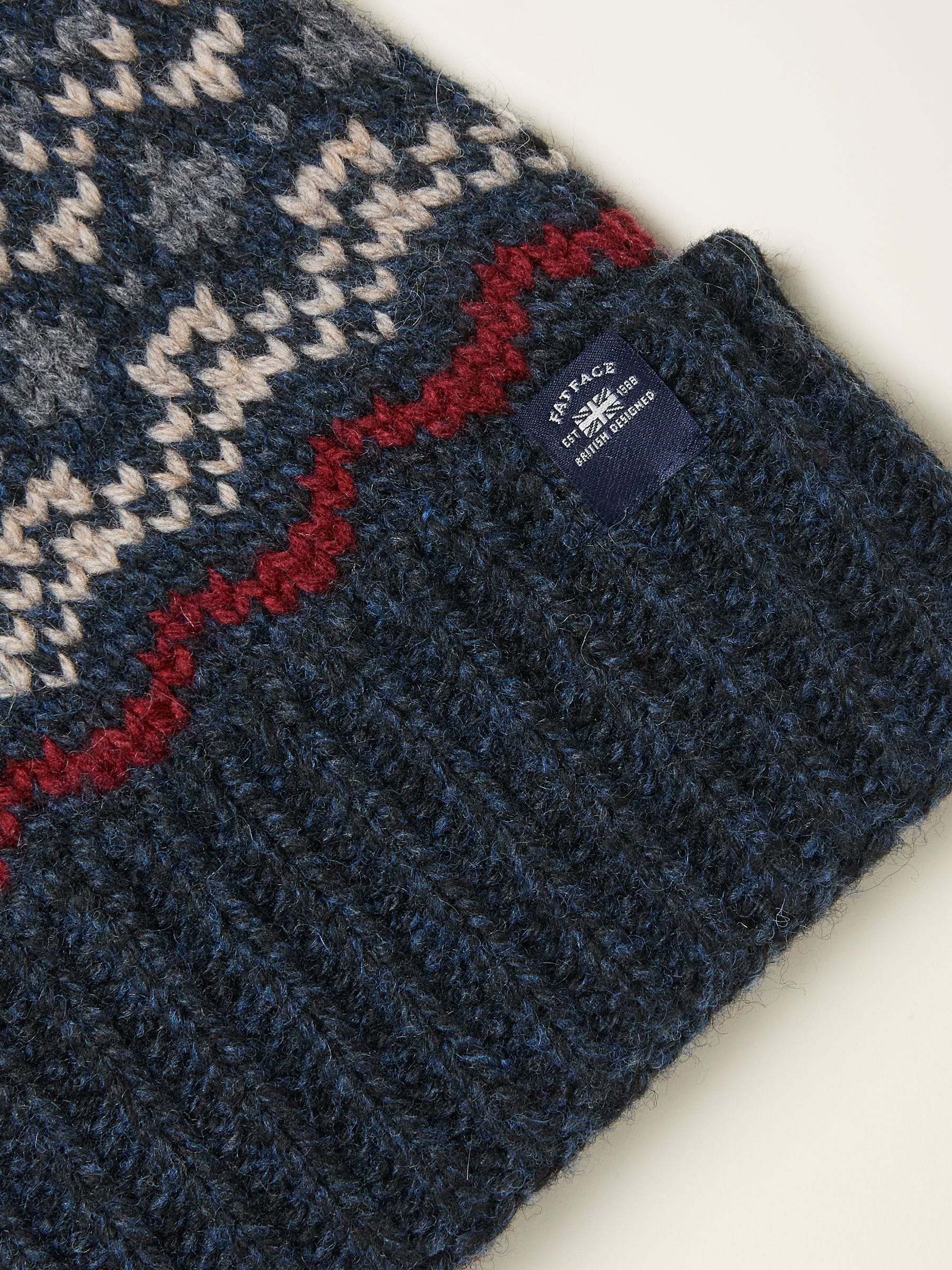 Marineblauw - FatFace Fairisle Beanie