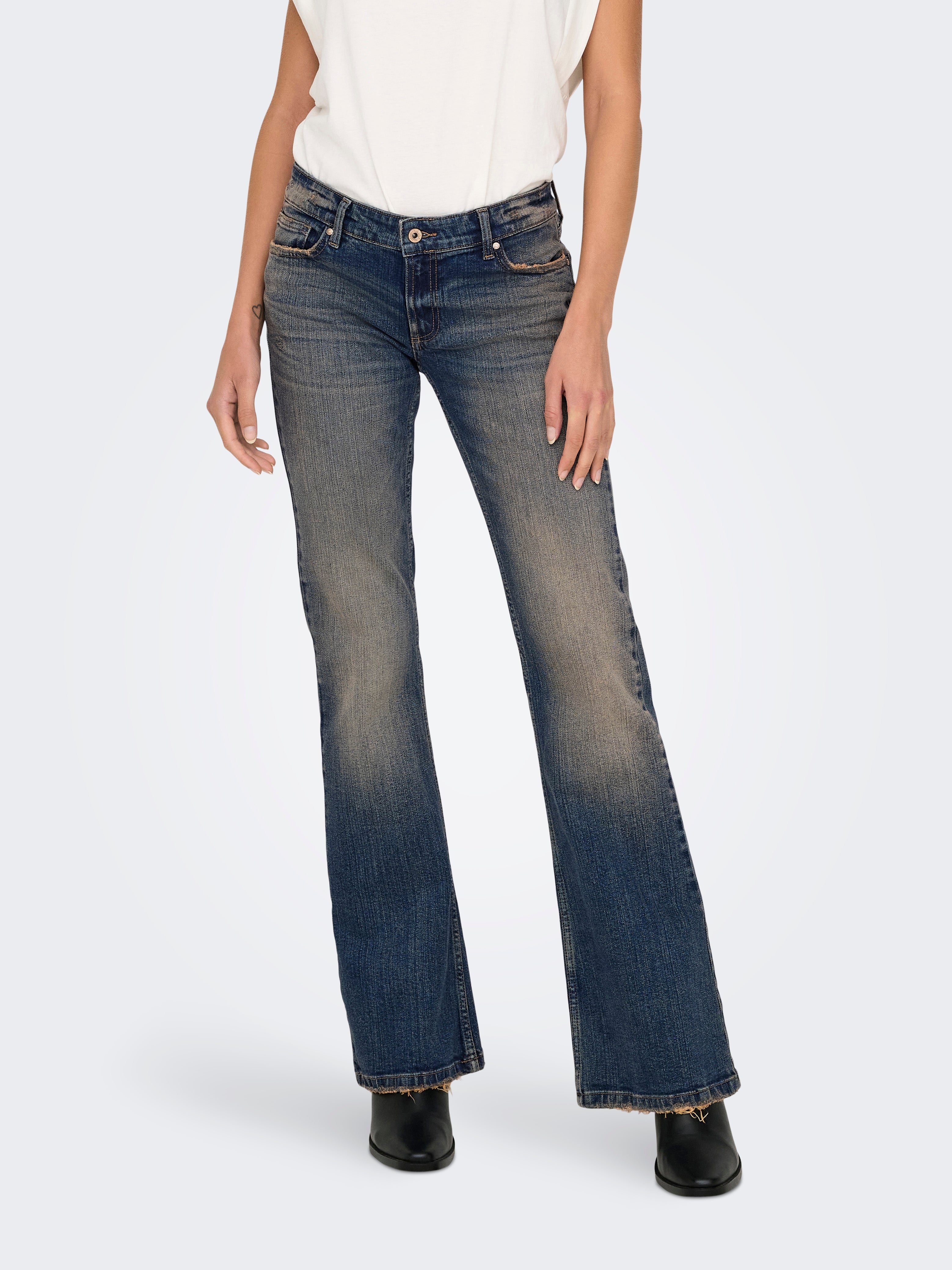 ONLBETHANY Niedrige Taille Ausgestellt Jeans Medium Blue Denim