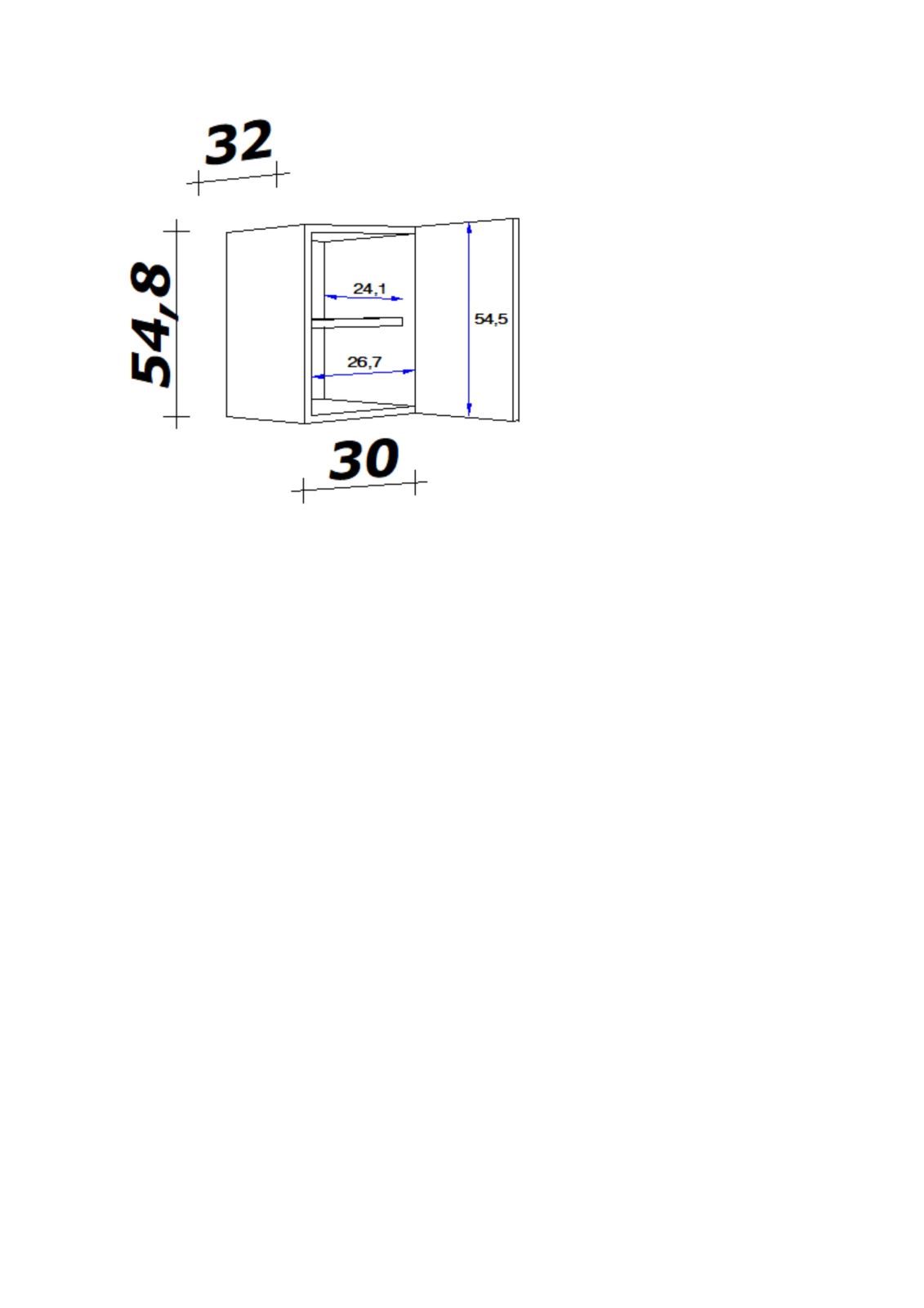 Oberschrank RISENTO - anthrazit - San Remo Eiche - 30 cm