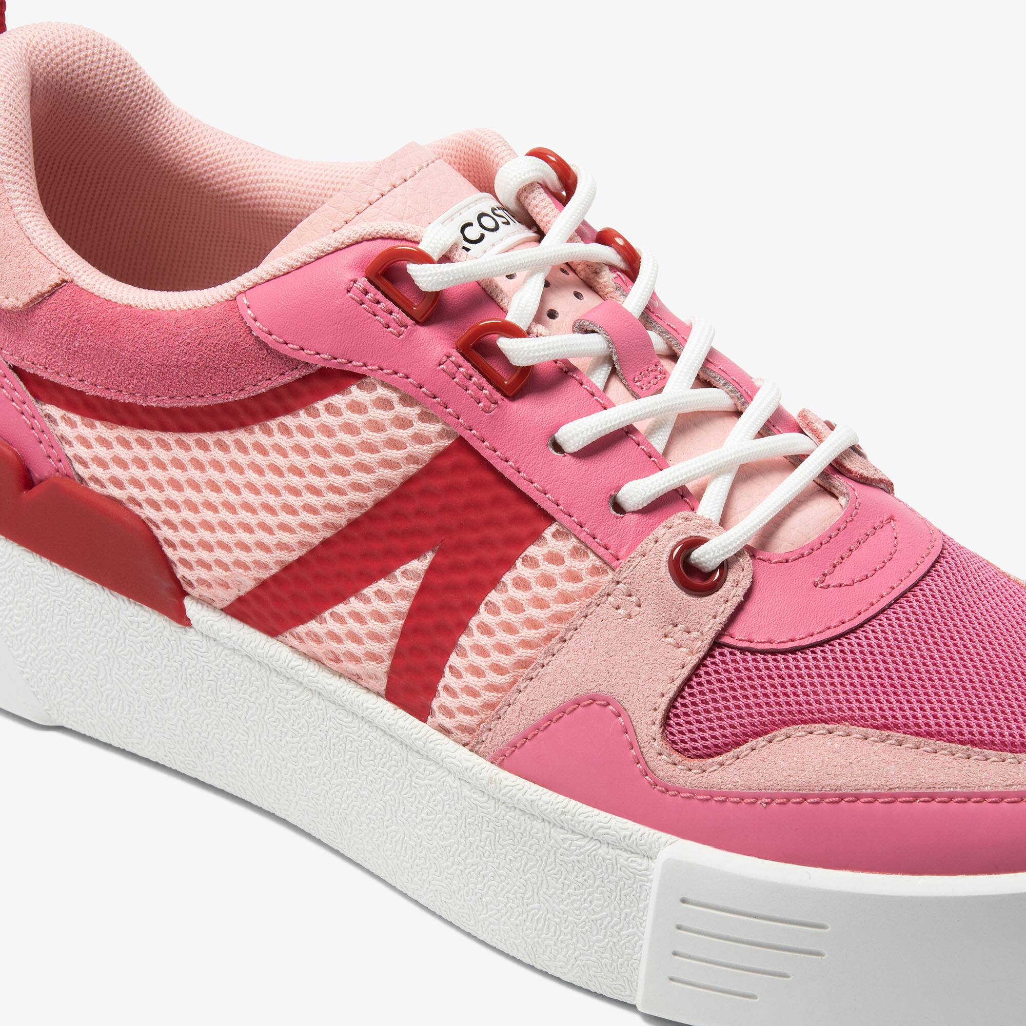 Sneakers L002 femme Lacoste en cuir, détail au talon Sneakers - Rose - Lacoste - Femme