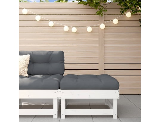 VIDAXL - Pouf Repose-pied de jardin blanc bois de pin massif