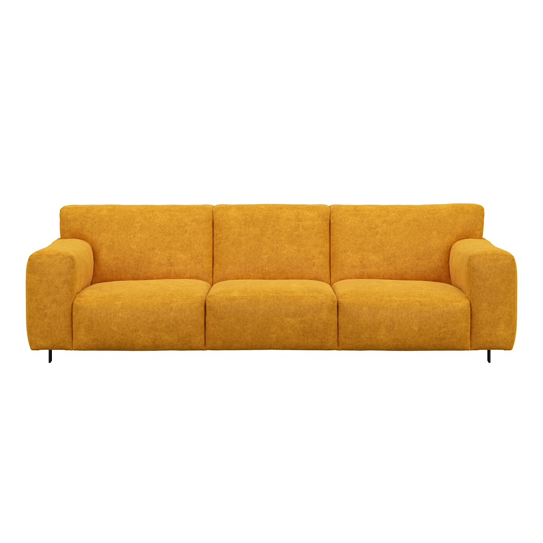Vesta 4-seter I Tekstil Eros Mustard, standardsøm, sort metallben 10 cm, Comfort CM