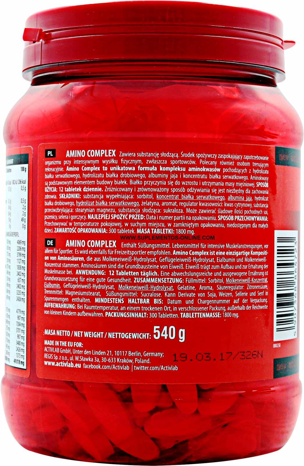 Activlab Amino Complex 120 comprimidos